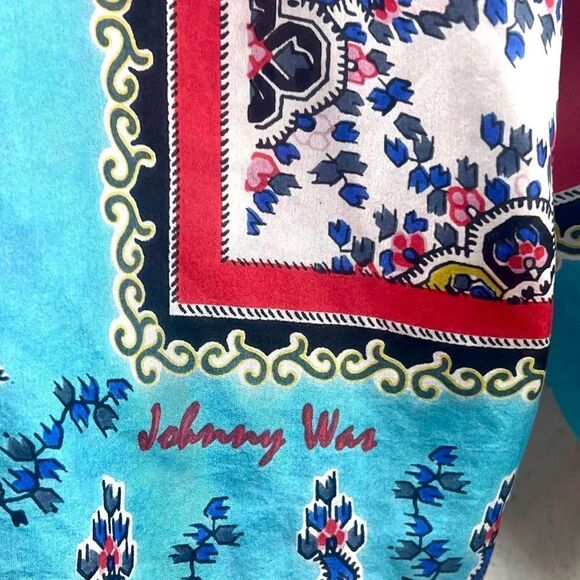 Sundance Johnny Was 100% Silk Handkerchief Print Top - Picture 4 of 11